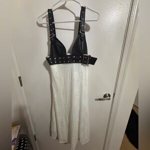 Elegant Black and White Lace Dress